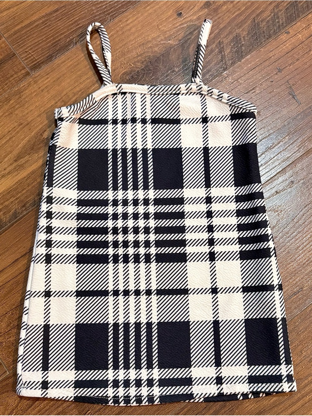 SHEIN Black and White Plaid Spaghetti Strap Dress